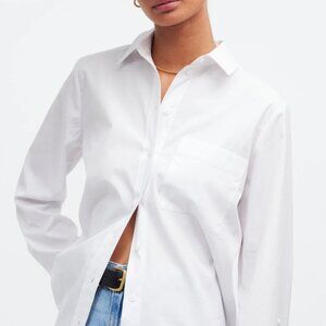 Madewell Relaxed Button-Front Shirt in Poplin White Large NQ970 New